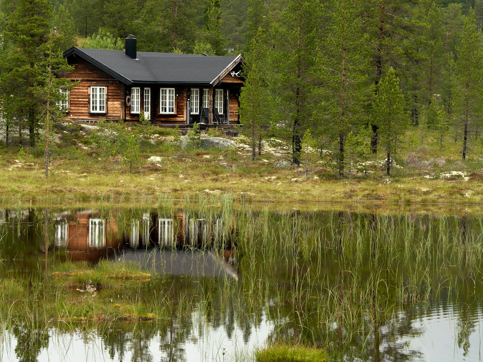 Lakeside cabin exterior